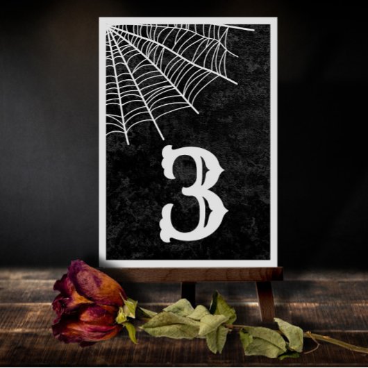 Spider Web Gothic Halloween Weddenschappen Table N Bedankkaart