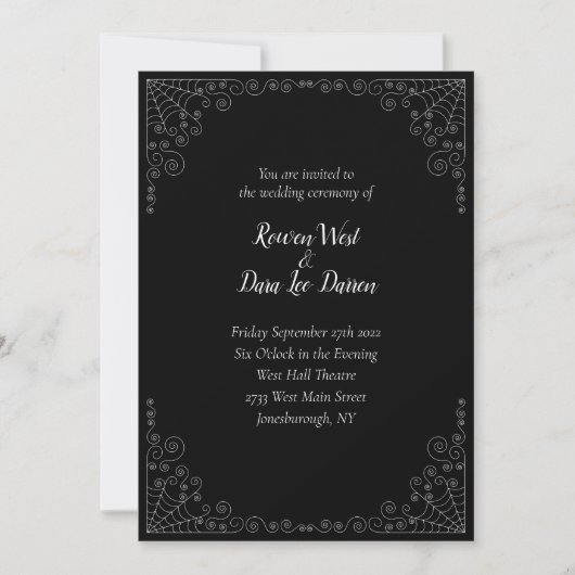 Spider Web Gothic Wedding Invitation Kaart (Voorkant)