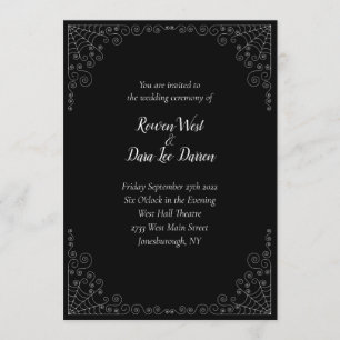 Spider Web Gothic Wedding Invitation Kaart