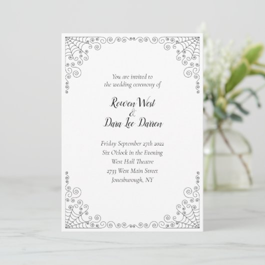 Spider Web Gothic Wedding Invitation Kaart (Staand voorkant)