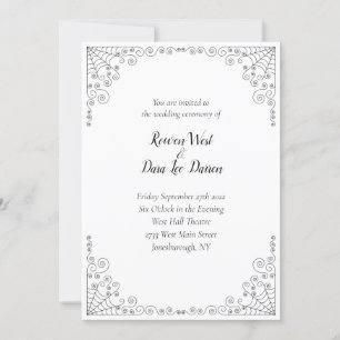 Spider Web Gothic Wedding Invitation Kaart