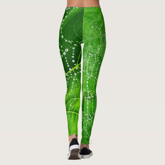 Spider Web Green Garden Leaf ontworpen Natural Leggings (Achterkant)