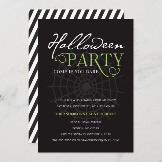 SPIDER WEB | HALLOEEN PARTIJINVITATIE KAART (Voorkant / Achterkant)