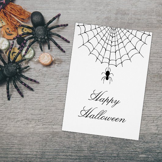 Spider Web Halloween Black White Holiday Kaart