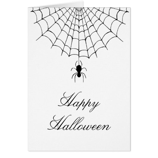 Spider Web Halloween Black White Holiday Kaart (Voorkant)