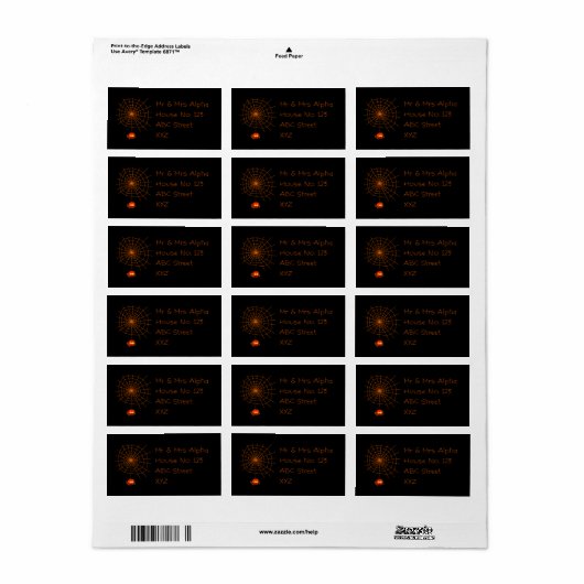 Spider Web Halloween Label (Full Sheet)