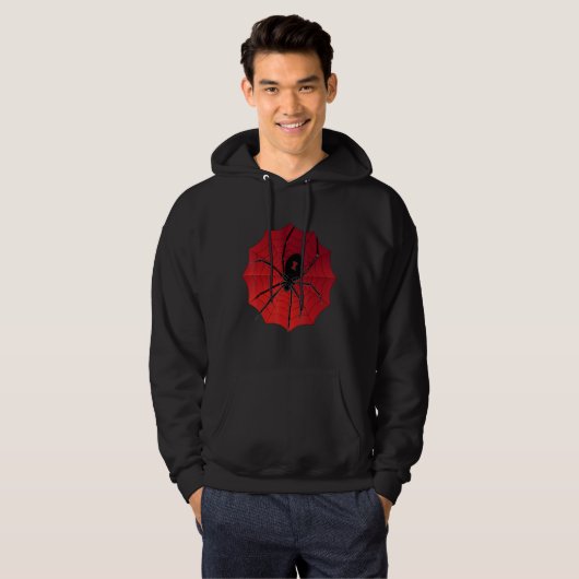 Spider Web Halloween Red Windows Hoodie (Voorkant volledig)