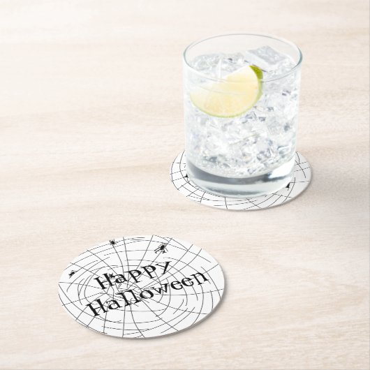 Spider Web Hand Drawn Abstract Design Ronde Kartonnen Onderzetter (Insitu)