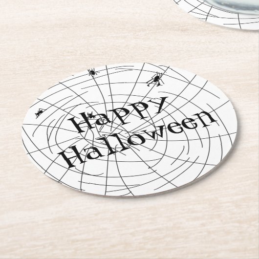 Spider Web Hand Drawn Abstract Design Ronde Kartonnen Onderzetter (Gebogen)
