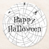 Spider Web Hand Drawn Abstract Design Ronde Kartonnen Onderzetter (Voorkant)
