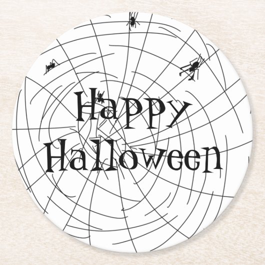 Spider Web Hand Drawn Abstract Design Ronde Kartonnen Onderzetter (Voorkant)
