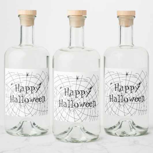 Spider Web Hand Drawn Doodles Likeurfles Etiket (Flessen)