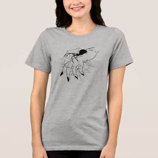 Spider Web & Hand Illustration Tri-Blend Shirt (Voorkant)
