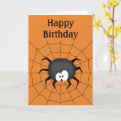 Spider, Web, Happy Birthday Kaart (Gele Bloem)