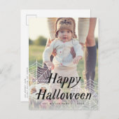 Spider Web Happy Halloween-fotokaart Aankondigingskaart (Voorkant / Achterkant)