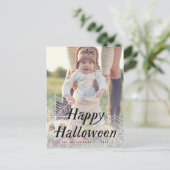 Spider Web Happy Halloween-fotokaart Aankondigingskaart (Staand voorkant)