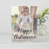 Spider Web Happy Halloween-fotokaart Bedankkaart (Staand voorkant)