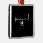 Spider Web Heartbeat Cobweb Spider Gift Metalen Ornament (Rechts)