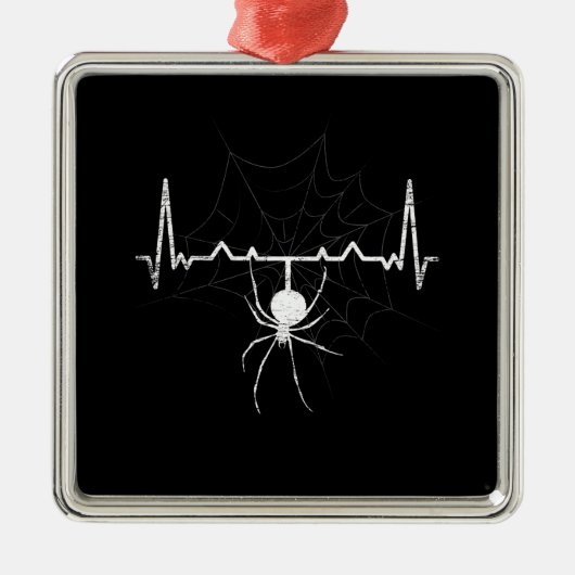 Spider Web Heartbeat Cobweb Spider Gift Metalen Ornament (Voorkant)
