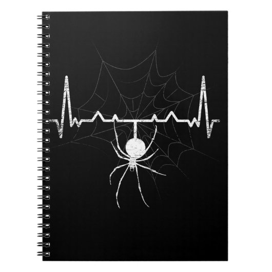 Spider Web Heartbeat Cobweb Spider Gift Notitieboek (Voorkant)