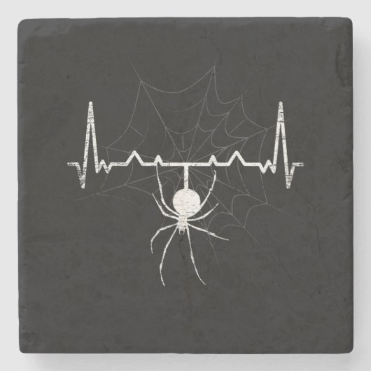 Spider Web Heartbeat Cobweb Spider Gift Stenen Onderzetter (Voorkant)