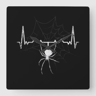 Spider Web Heartbeat Cobweb Spider Gift Vierkante Klok