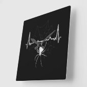 Spider Web Heartbeat Cobweb Spider Gift Vierkante Klok (Hoek)
