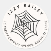 Spider Web Illustratie Halloween Retouradres Ronde Sticker (Voorkant)