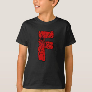 Spider Web Initiaal Letter F Halloween Cosplay Ide T-shirt