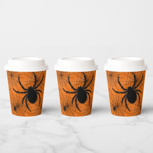 Spider Web met Spiders Halloween Paper Cup Papieren Bekers (Multi)