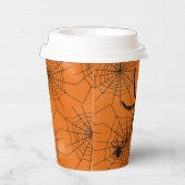 Spider Web met Spiders Halloween Paper Cup Papieren Bekers (Rechts)