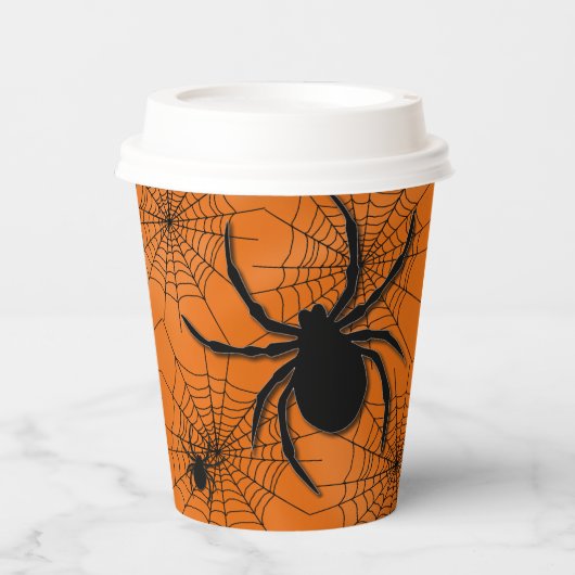 Spider Web met Spiders Halloween Paper Cup Papieren Bekers (Voorkant)
