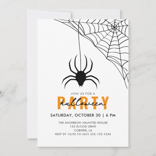 Spider & Web Modern Volwassen Halloween Party Kaart