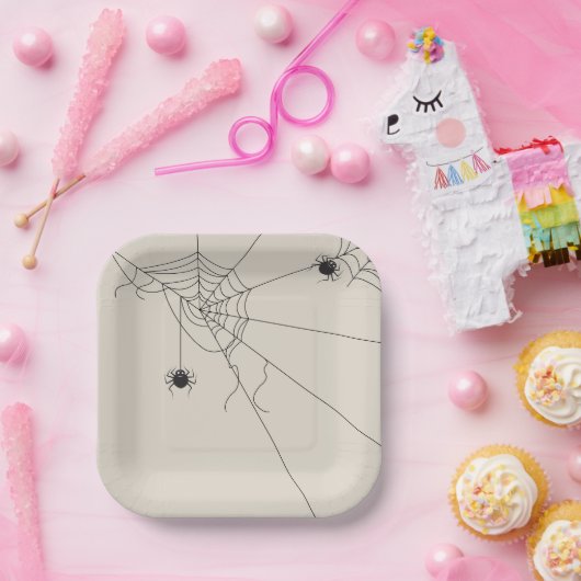 spider web net papieren bordje (Feest)