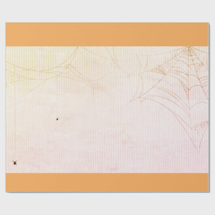 SPIDER WEB ORANJE HALLOW-IN-Wrappapier Cadeaupapier