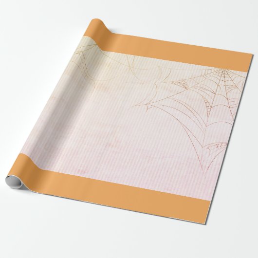 SPIDER WEB ORANJE HALLOW-IN-Wrappapier Cadeaupapier (Uitgerold)