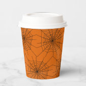 Spider Web over Oranje-Halloween-bekertje Papieren Bekers (Links)