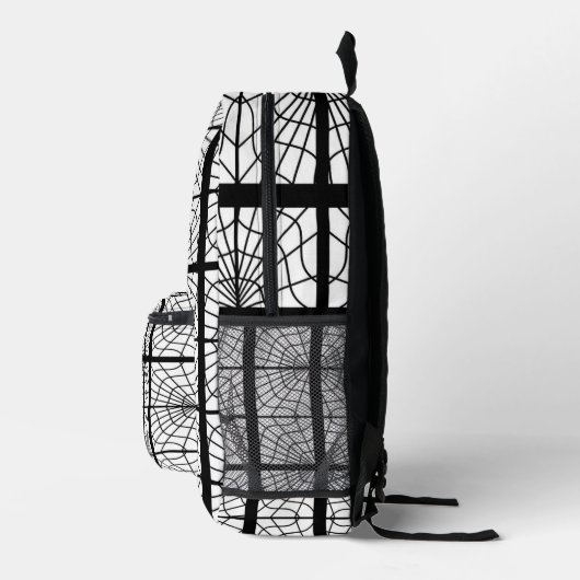 Spider Web Print Backpack In Black and White Bedrukte Rugzak (Rechts)
