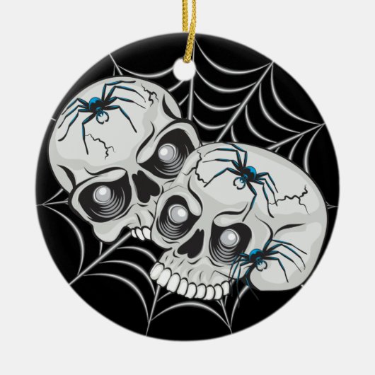 Spider Web Skulls Keramisch Ornament (Voorkant)