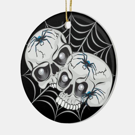 Spider Web Skulls Keramisch Ornament (Links)