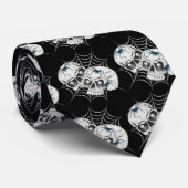 Spider Web Skulls Stropdas (Opgerold)