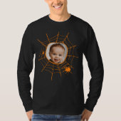 Spider web spiderweb spooky oranje aangepaste foto t-shirt (Voorkant)