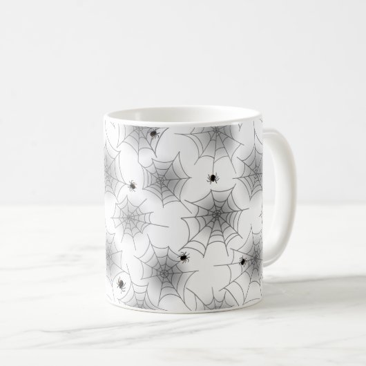 Spider Web Zwart-wit Halloween Mok (Voorkant rechts)