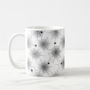 Spider Web Zwart-wit Halloween Mok
