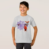 Spider Webs grappige Kinderen Halloween Dracula T-shirt (Voorkant volledig)