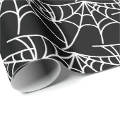 Spider Webs Halloween Zwart Patroon Spooky Cadeaupapier (Rol Hoek)