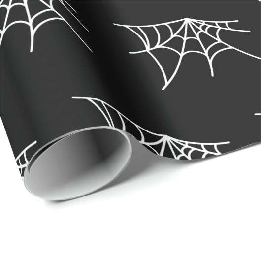 Spider Webs Halloween Zwart Patroon Spooky Cadeaupapier (Rol Hoek)