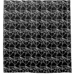 Spider Webs Halloween Zwart Patroon Spooky Douchegordijn