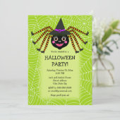 Spider Witch Halloween Party Kaart (Staand voorkant)