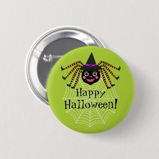 Spider Witch Happy Halloween Ronde Button 5,7 Cm (Voorkant /achterkant)